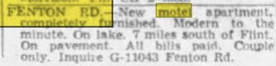 Undetermined Fenton Motel - Apr 10 1955 Article